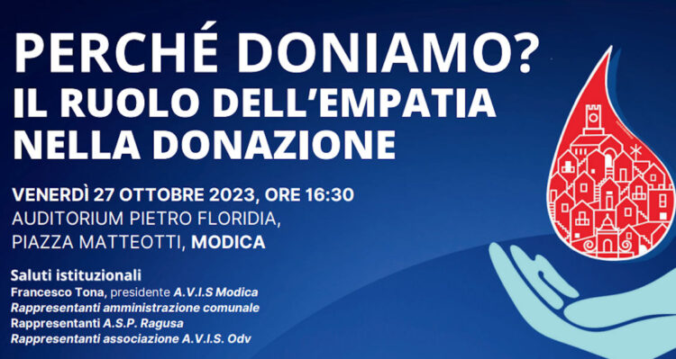 Perché doniamo? Il ruolo dell'empatia nella donazione: convegno a Modica