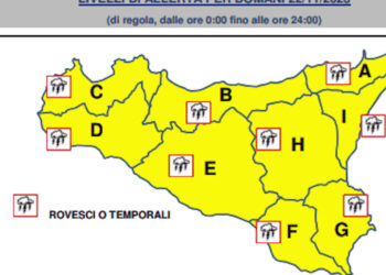 Allerta meteo gialla per maltempo in Sicilia: in arrivo forti temporali