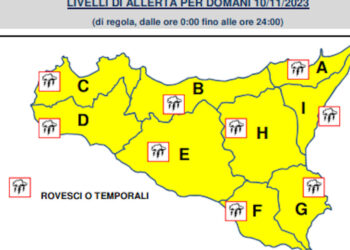 Maltempo in Sicilia: allerta gialla per domani 10 novembre