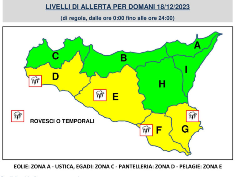Maltempo per domani in Sicilia: allerta meteo