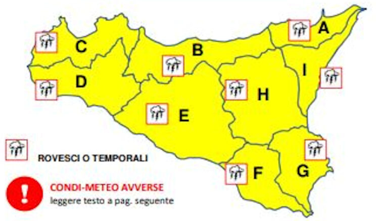 Maltempo, bollettino di allerta meteo per domani in Sicilia: allerta gialla a Ragusa