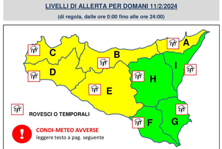 Maltempo, allerta gialla in Sicilia: temporali e venti di burrasca forte