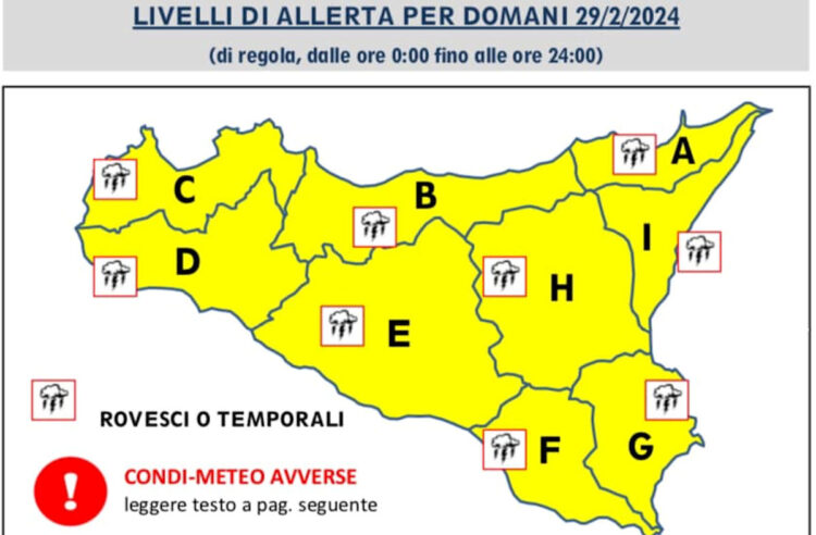 Maltempo: allerta meteo su tutta l'isola