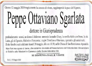 Scicli, domani i funerali di Peppe Ottaviano Sgarlata: 40enne trovato morto in casa