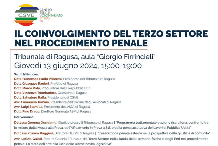 Domani convegno domani al Tribunale di Ragusa