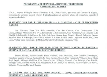 Ragusa, disinfestazione del territorio ibleo: ecco quando