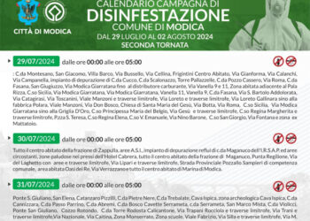 Modica: seconda tornata di disinfestazione: ecco il calendario completo