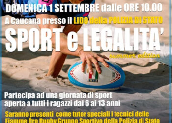 Il gruppo Rugby delle Fiamme Oro della Polizia di Stato a Caucana