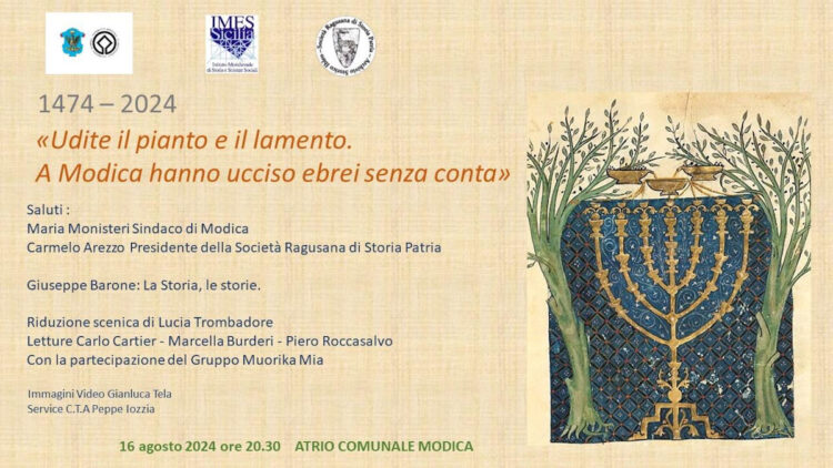 Modica ricorda la strage degli ebrei del 15 agosto 1474 con una relazione di Uccio Barone