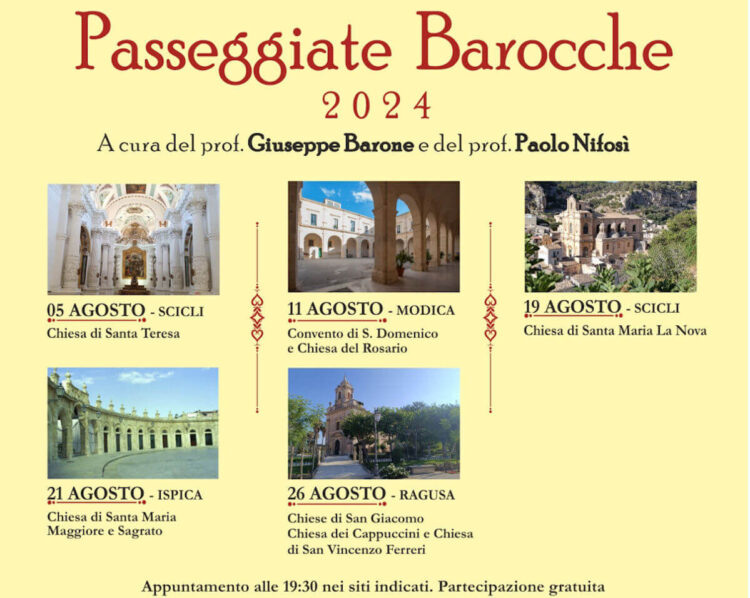 Passeggiate Barocche: si comincia il 5 agosto da Scicli