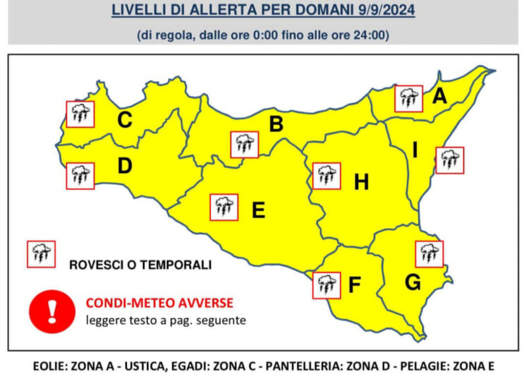 Maltempo in Sicilia: allerta gialla per temporali