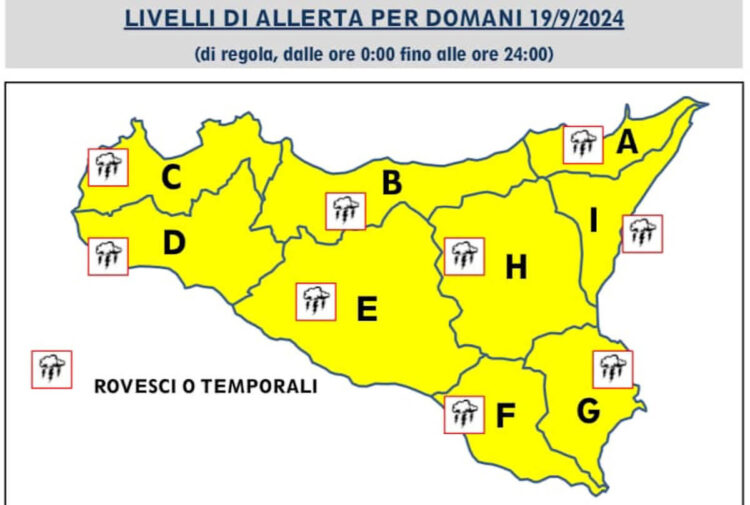 Maltempo in Sicilia: avviso per allerta gialla
