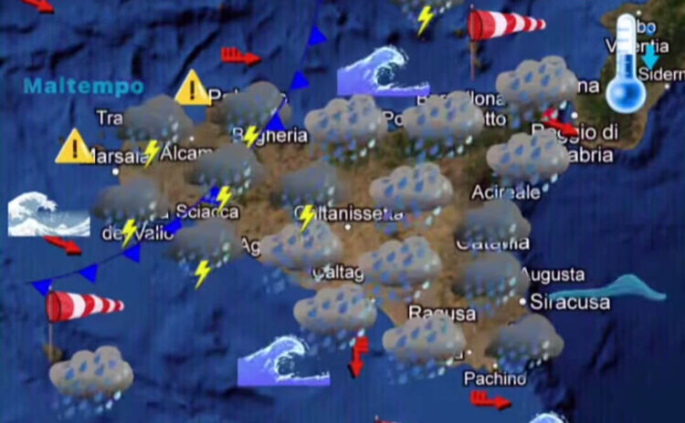 Maltempo in Sicilia: in arrivo perturbazione atlantica con piogge e temporali