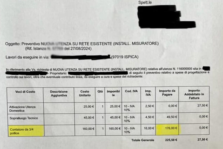 Ispica, il consigliere Monaca: per l'installazione di un contatore richiesto il pagamento di 176 euro