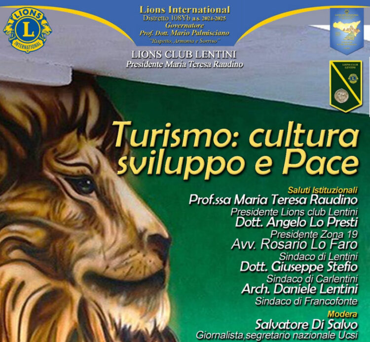 Lions. Seminario, oggi, a Lentini sul tema Turismo: sviluppo e pace