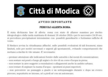Modica, allerta meteo rossa per domani: è falso