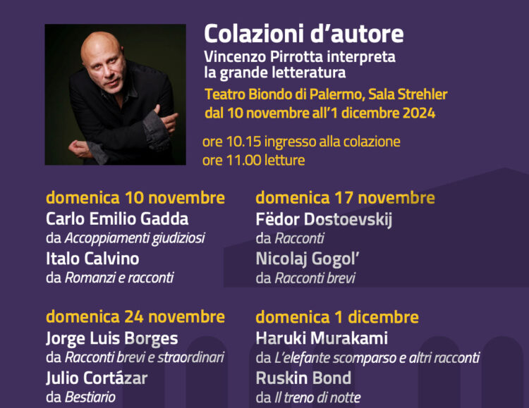 Tornano le Colazioni d’autore al Teatro Biondo di Palermo