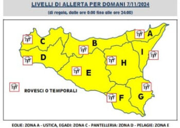 Maltempo in Sicilia, domani allerta meteo gialla: piogge e temporali