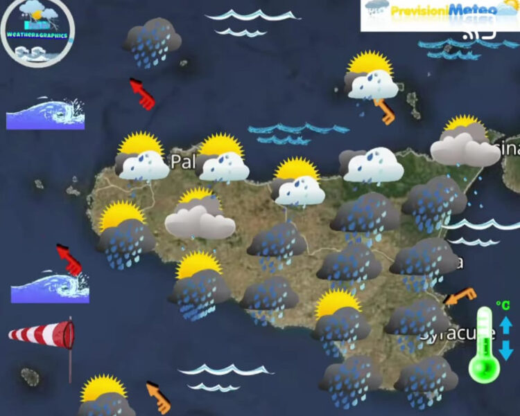 Maltempo in Sicilia per domani 8 novembre: piogge e temporali