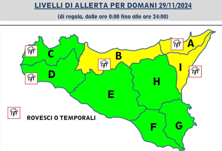 Allerta gialla per maltempo in Sicilia: ecco dove