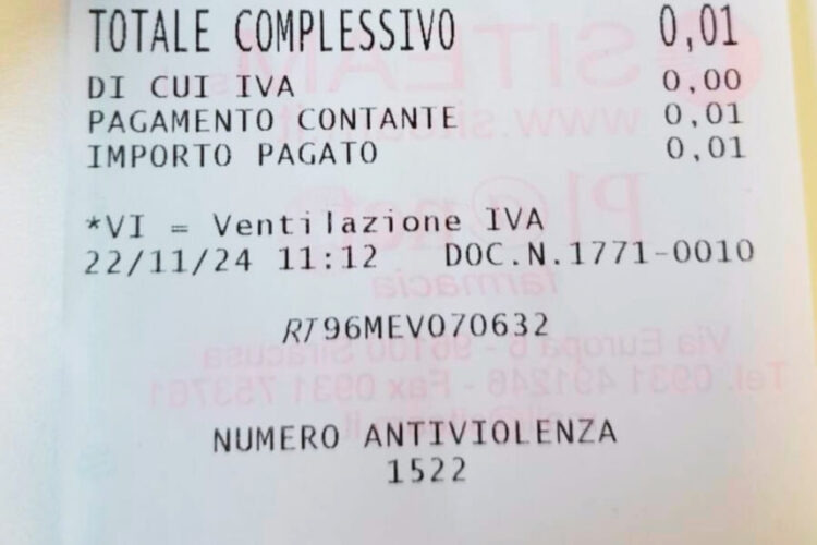 25 novembre, al via iniziativa Scontrino anti-violenza a Misterbianco