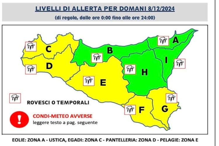 Immacolata con la pioggia in Sicilia: allerta gialla per maltempo