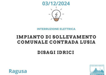 Ragusa, interruzione corrente elettrica impianto Lusia