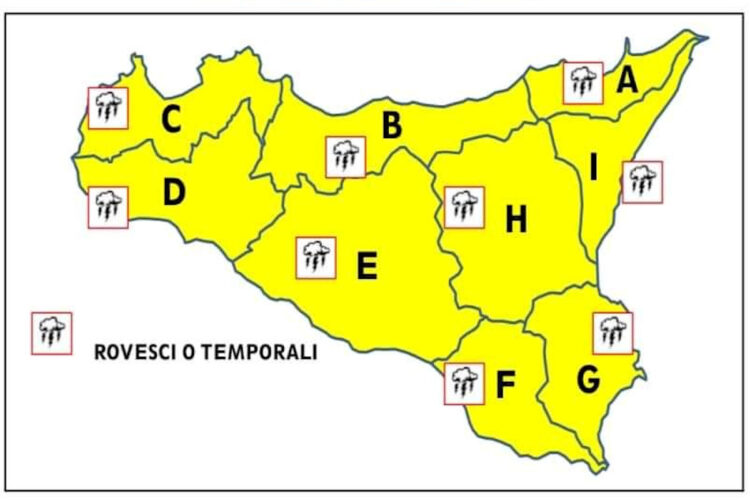 Maltempo in Sicilia, allerta gialla per temporali e forte vento