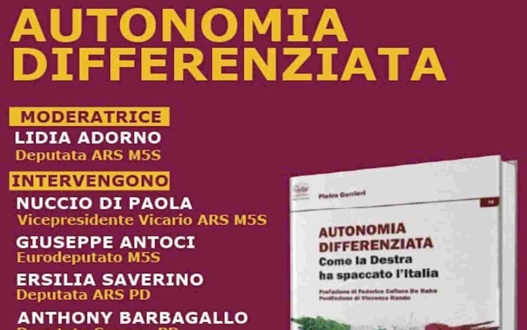A Catania la presentazione del libro di Pietro Gurrieri sull'autonomia differenziata