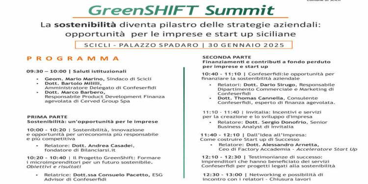 Green Shift Summit, convegno Confeserfidi a Scicli