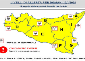 Maltempo, allerta meteo gialla in Sicilia: piogge, temporali, venti forti e mareggiate