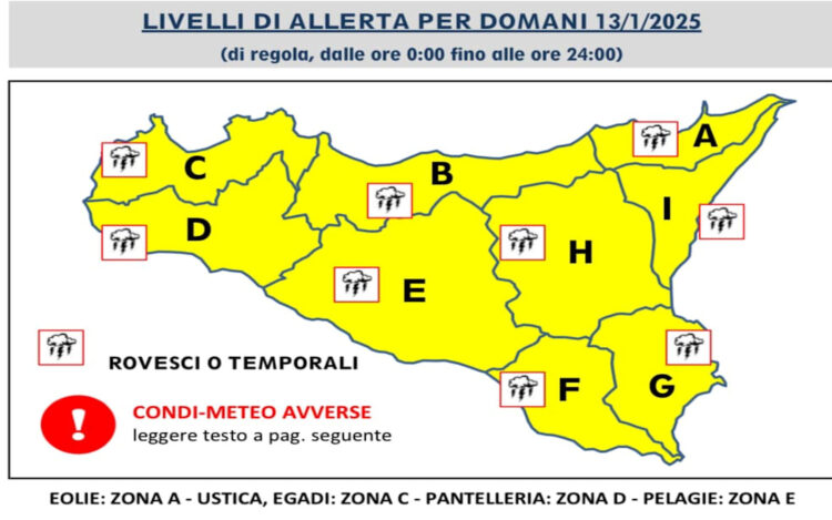 Maltempo, allerta meteo gialla in Sicilia: piogge, temporali, venti forti e mareggiate