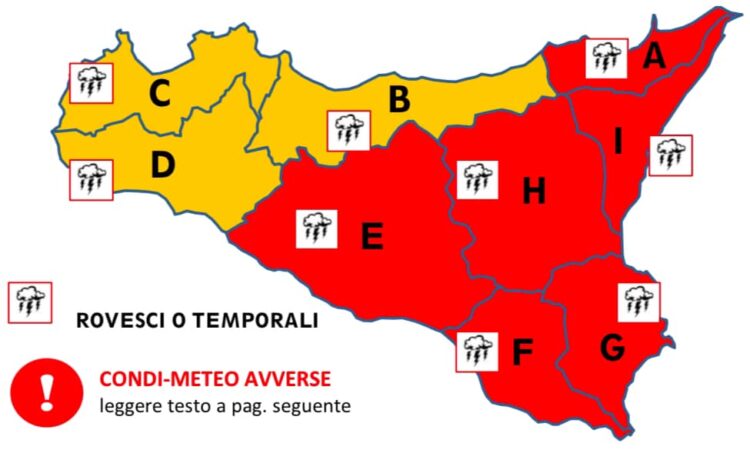 Maltempo in Sicilia, domani 17 gennaio allerta rossa a Ragusa, Siracusa, Catania e Messina