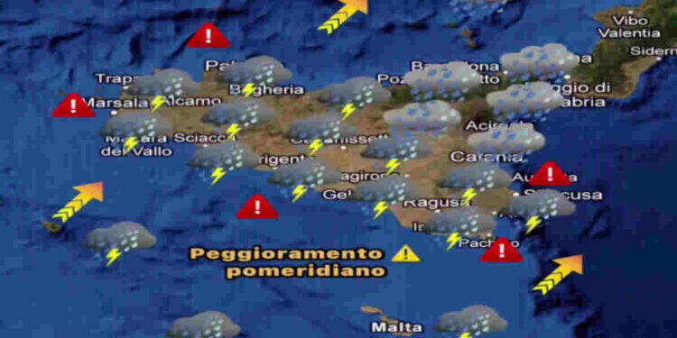 Maltempo in Sicilia, peggioramento pomeridiano: fortunale e temporali