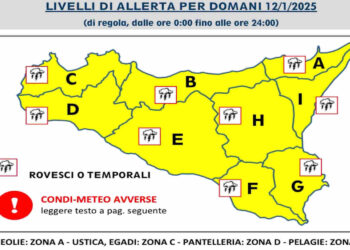Allerta meteo gialla in Sicilia: piogge, temporali, venti forti e mareggiate