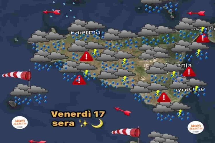 Sicilia: forte maltempo in arrivo tra venerdì e sabato, rischio nubifragi e alluvioni lampo