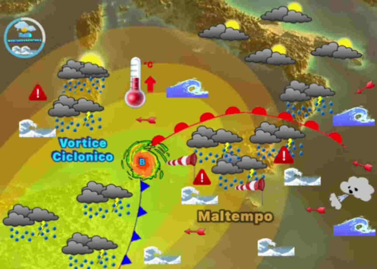 Maltempo in Sicilia nel weekend, vortice ciclonico: forti temporali e rischio nubifragi