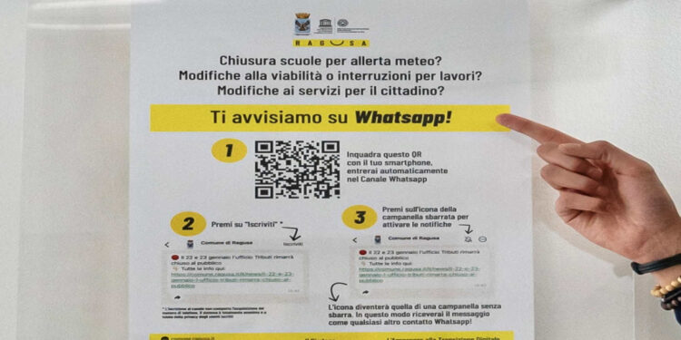 Ragusa, da oggi un canale WhatsApp del Comune per comunicazioni urgenti: ecco come iscriversi