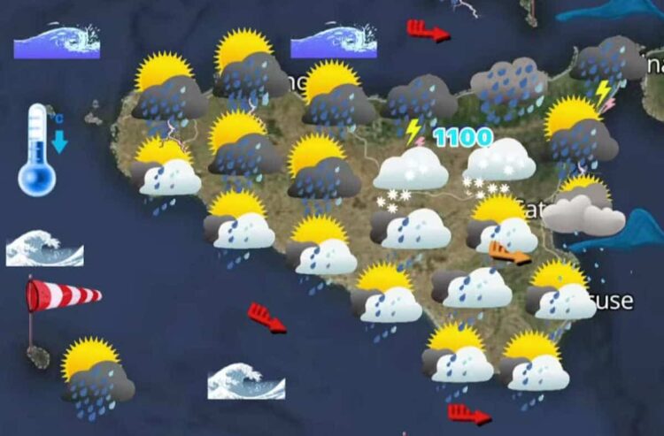 Maltempo in Sicilia: temporali e neve a bassa quota