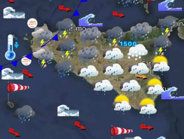Maltempo in Sicilia: piogge, temporali e freddo