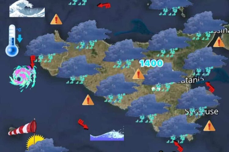 Maltempo in Sicilia: piogge di forte intensità, temporali e possibili nubifragi