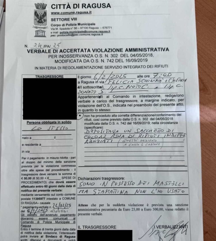 Ragusa, controllo contro abbandono rifiuti: 12 sanzioni nel centro storico