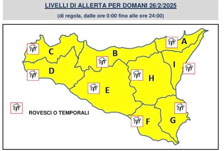 Maltempo in Sicilia, allerta gialla: domani piove