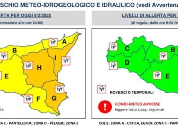 Maltempo in Sicilia: allerta meteo, forti piogge e temporali previsti per il 9 e 10 febbraio