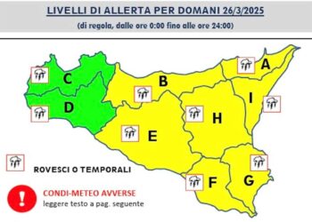 Maltempo in Sicilia: nuova allerta meteo per temporali e attività elettrica