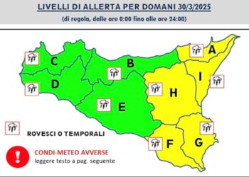 Maltempo in Sicilia, domani allerta gialla da Ragusa a Messina: piogge e venti di burrasca