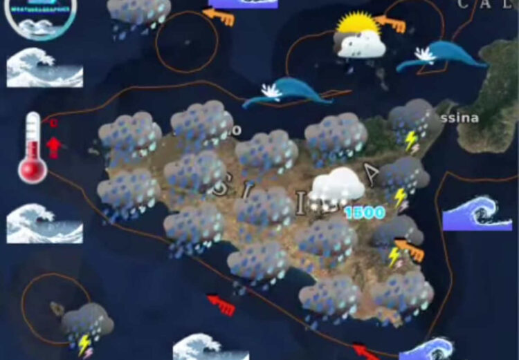 Maltempo in Sicilia: temporali, fulmini, neve e forti raffiche di vento sui settori ionici