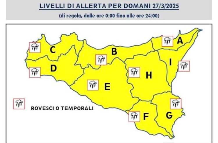 Maltempo in Sicilia: previsti temporali e forti raffiche di vento