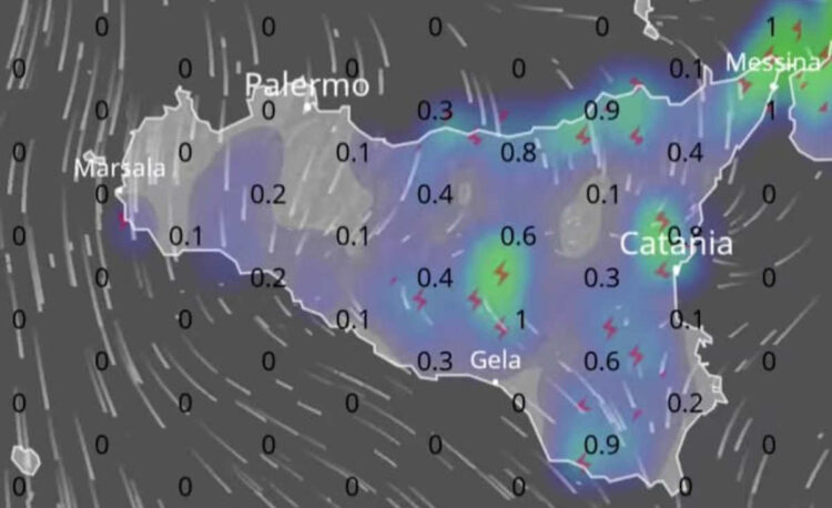 Maltempo in Sicilia: in arrivo pioggia e temporali sparsi