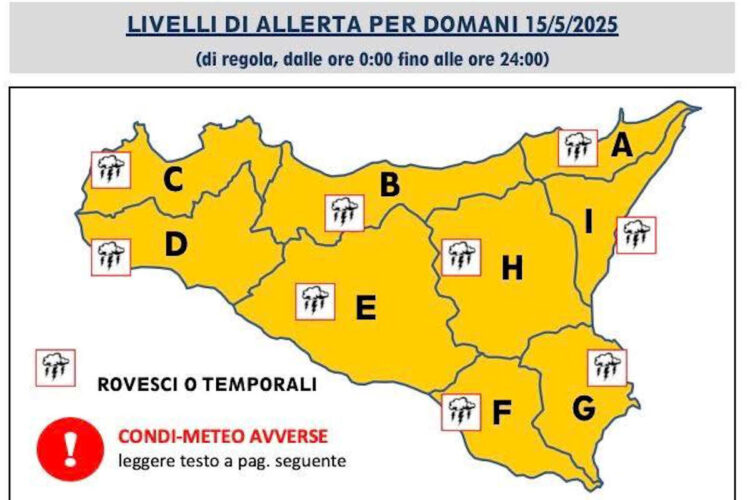 Maltempo in Sicilia, allerta meteo arancione: forti temporali, grandinate e raffiche di vento